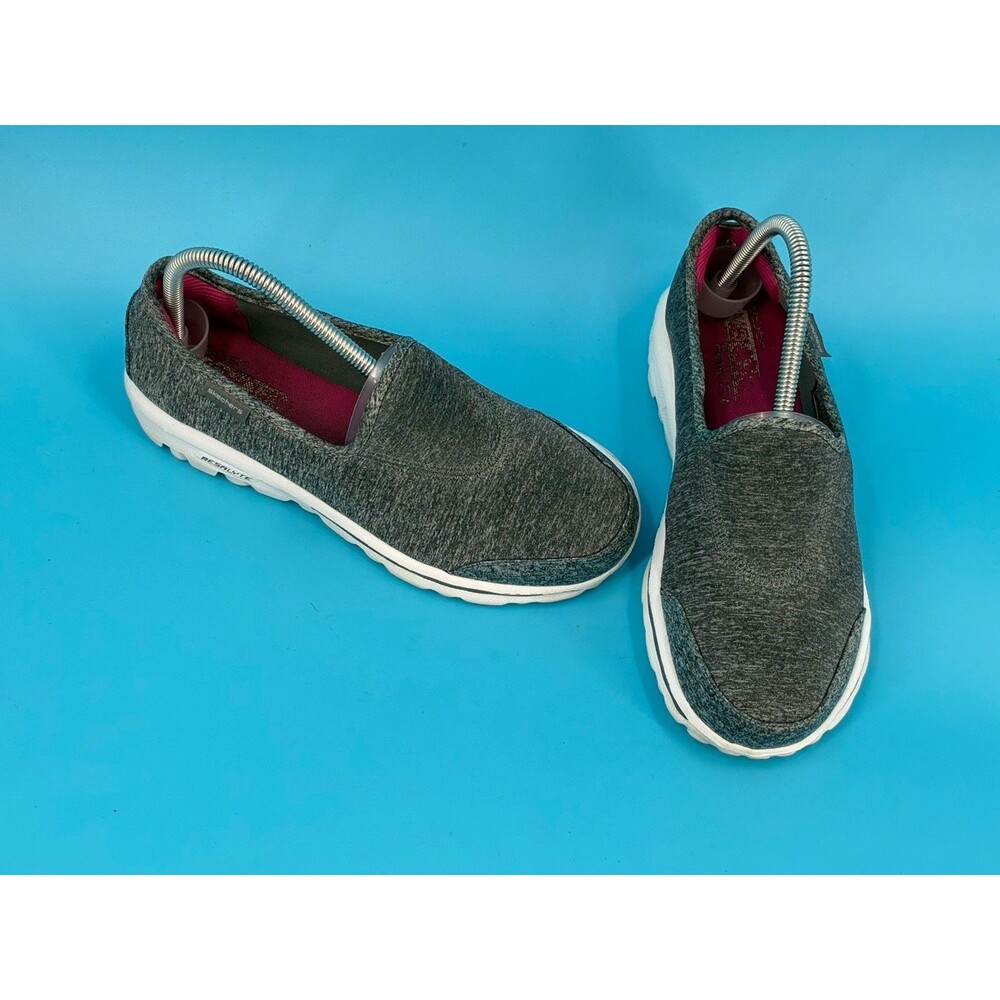 Skechers GOwalk Lead Women’s 7.5 Wide Gray Slip On Walking Shoes 13768EW